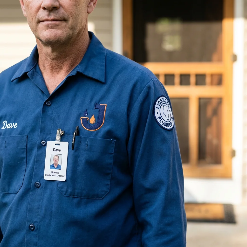 Licensed plumber showing ID badge in Martins Ferry, OH