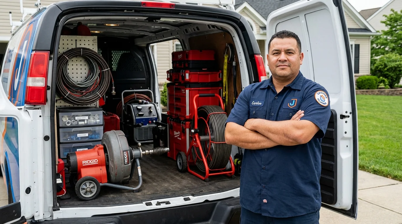 Professional drain cleaning equipment and Johns Plumbing LLC plumber in Martins Ferry