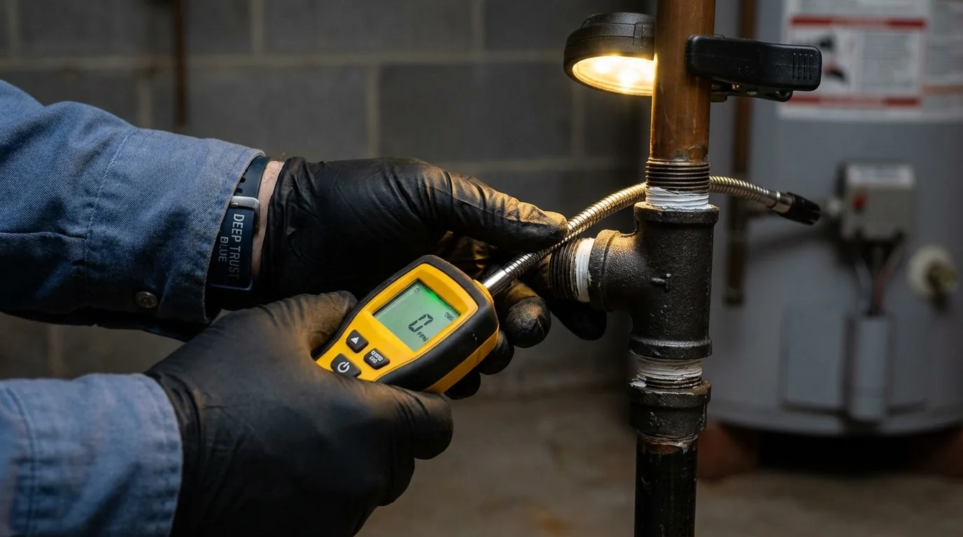 Gas leak detection with electronic sniffer by Johns Plumbing LLC in Martins Ferry