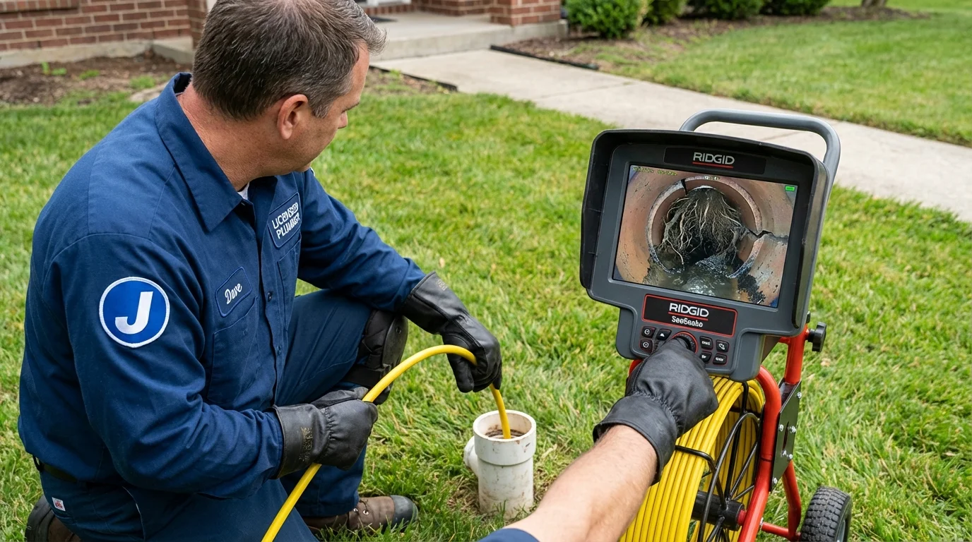 Sewer camera inspection being performed by Johns Plumbing LLC in Martins Ferry