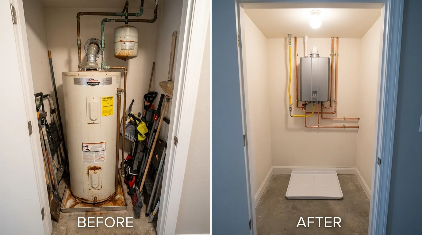 Tank water heater versus wall-mounted tankless unit comparison for Martins Ferry, OH homeowners
